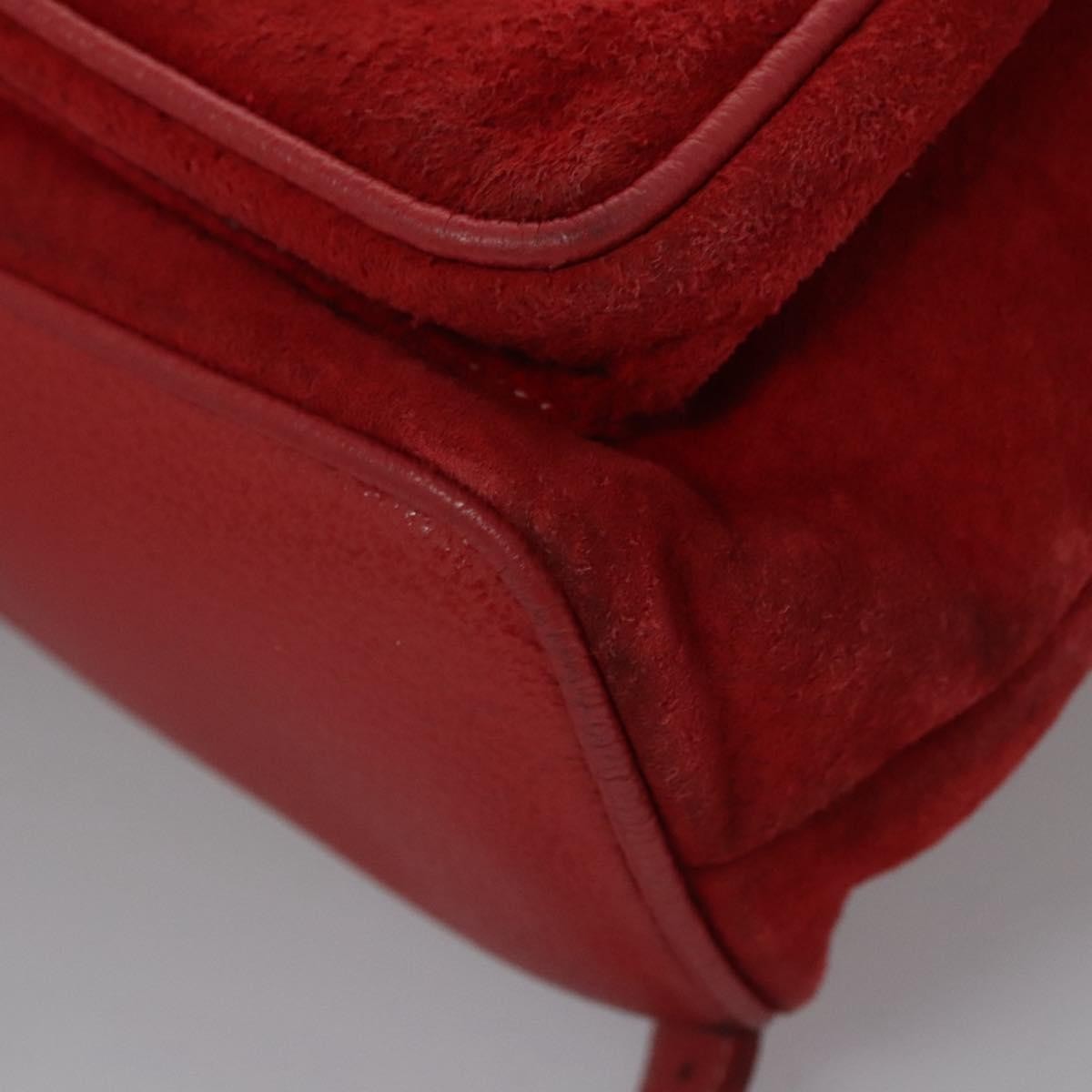 Gucci Vintage Bamboo Suede and Leather, Red, Suede, Backpack