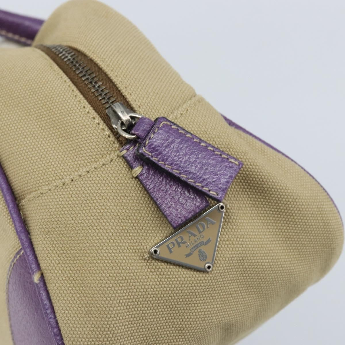 Prada Bowler Canvas with Leather, Beige, Canvas, Shoulder Bag