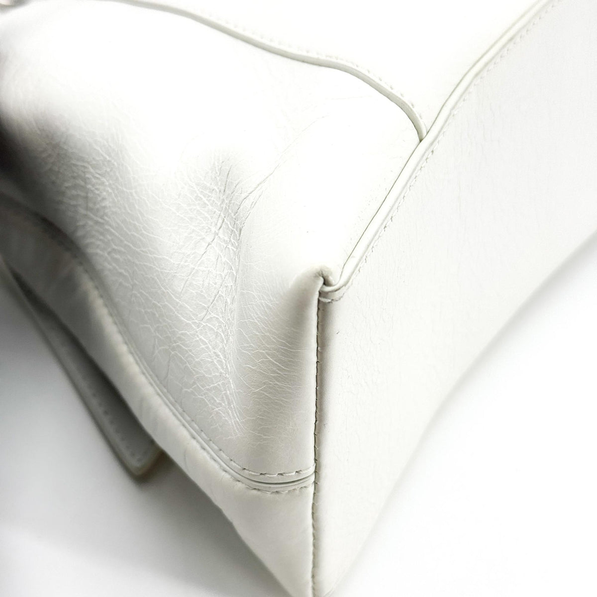 Balenciaga Downtown S Chain-Handle Leather, White, Leather, Shoulder Bag