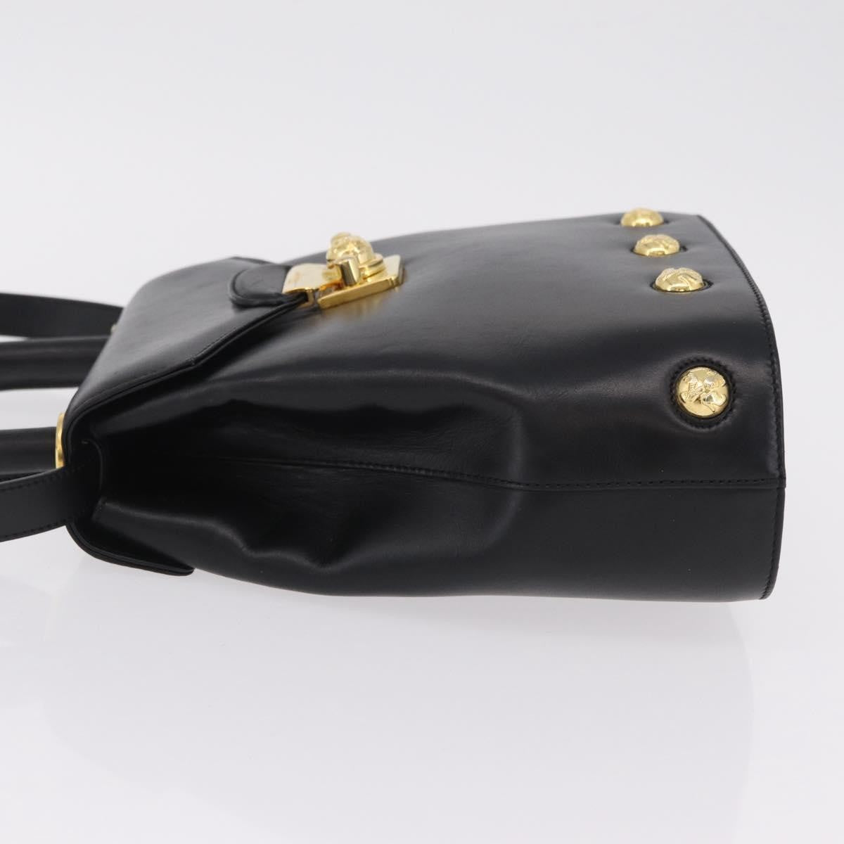 Salvatore Ferragamo Vintage Flap Lock Studded Leather, Black, Leather, Handbag