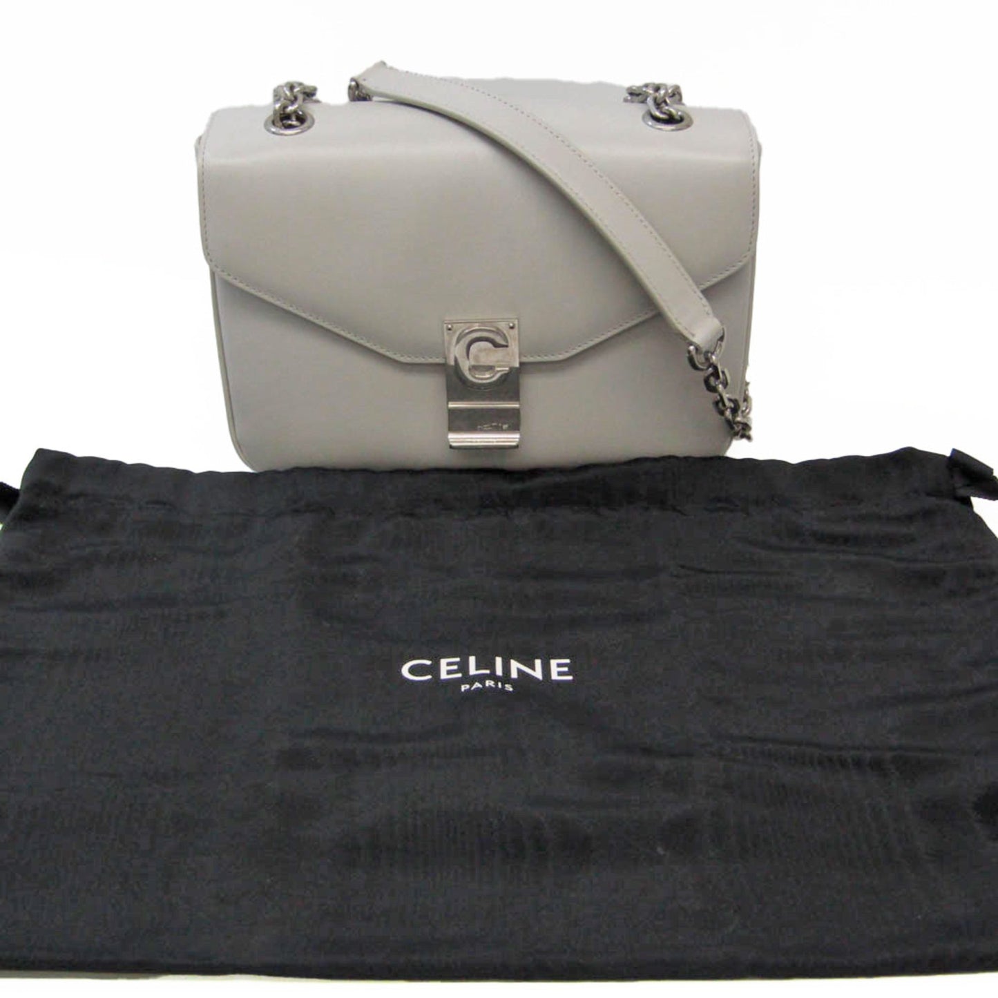 Céline C, Grey, Leather, shopper