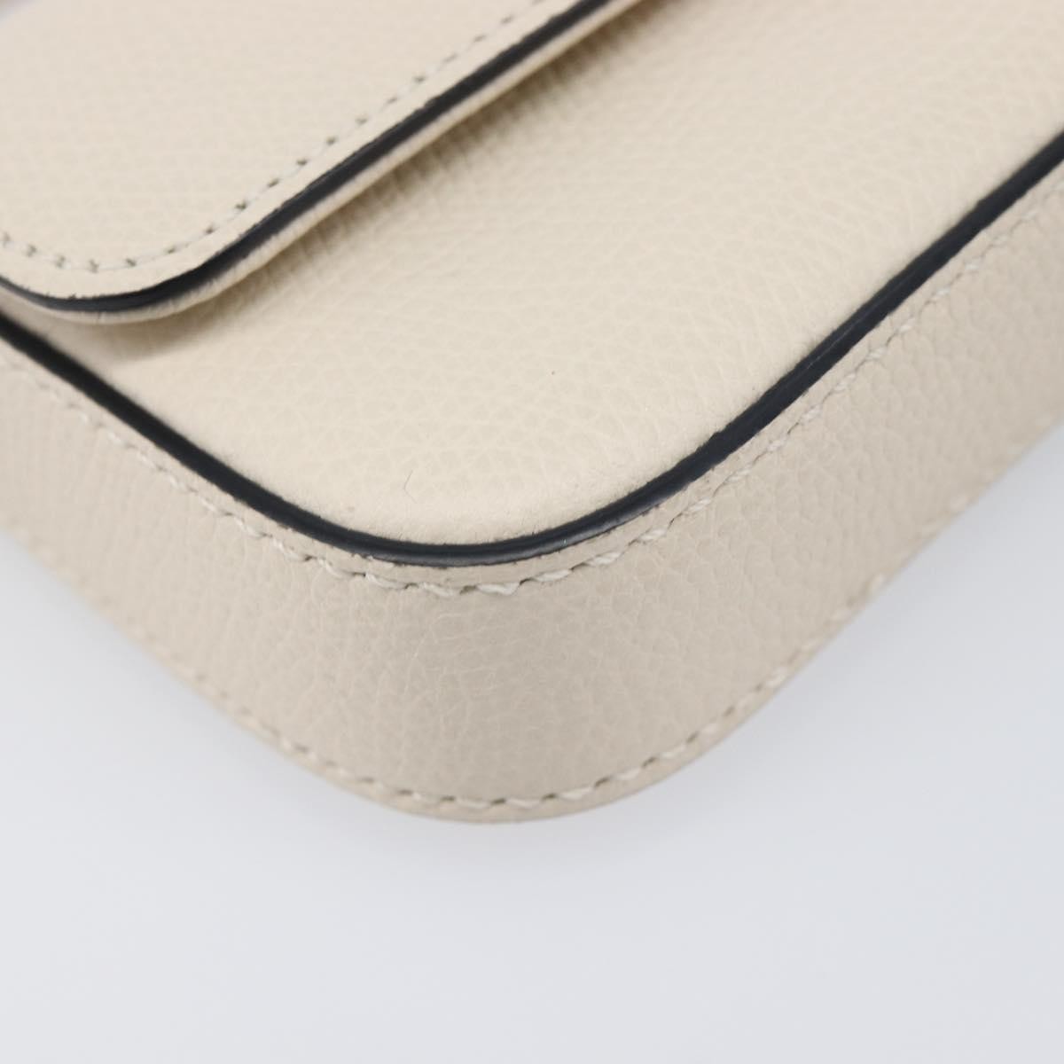 Valentino Garavani V Pouch Shoulder Bag Leather, White, Leather, Shoulder Bag