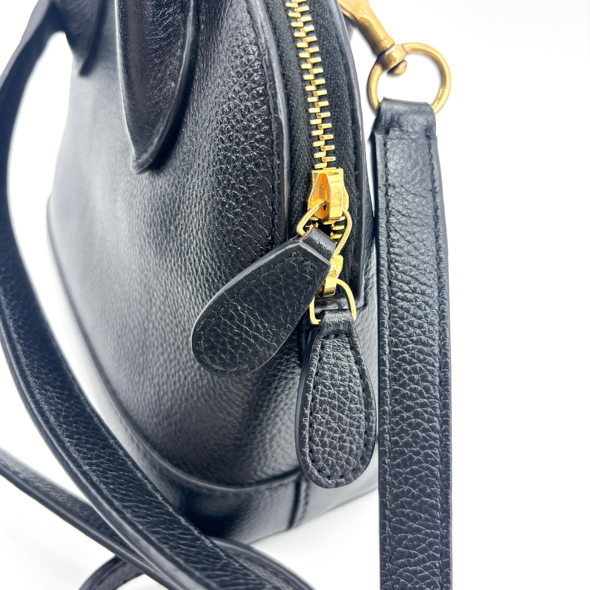 Balenciaga Logo Ville Leather, Black, Leather, Handbag