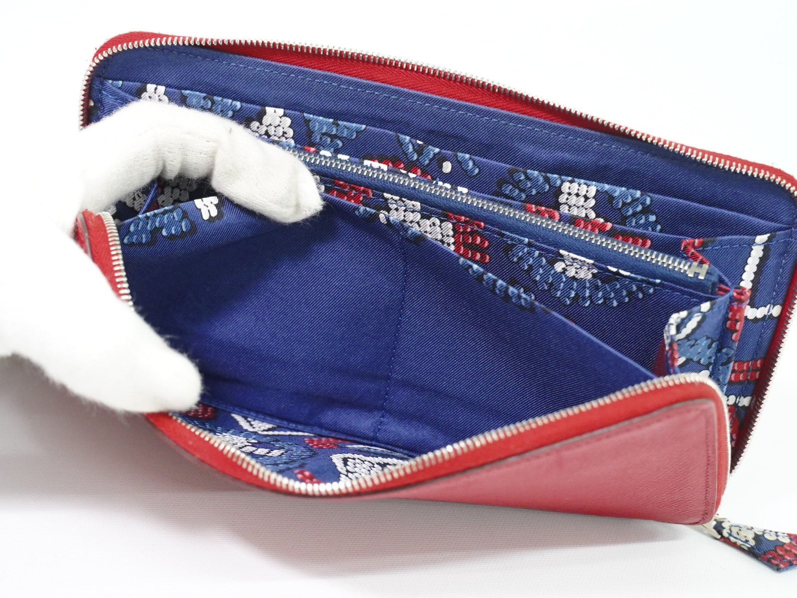 Hermes Azap Zip Around Silk'in Epsom, Red, Leather, Wallet