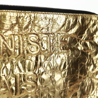 Chanel Feminine Crinkled Leather, Gold, Leather, Clutch
