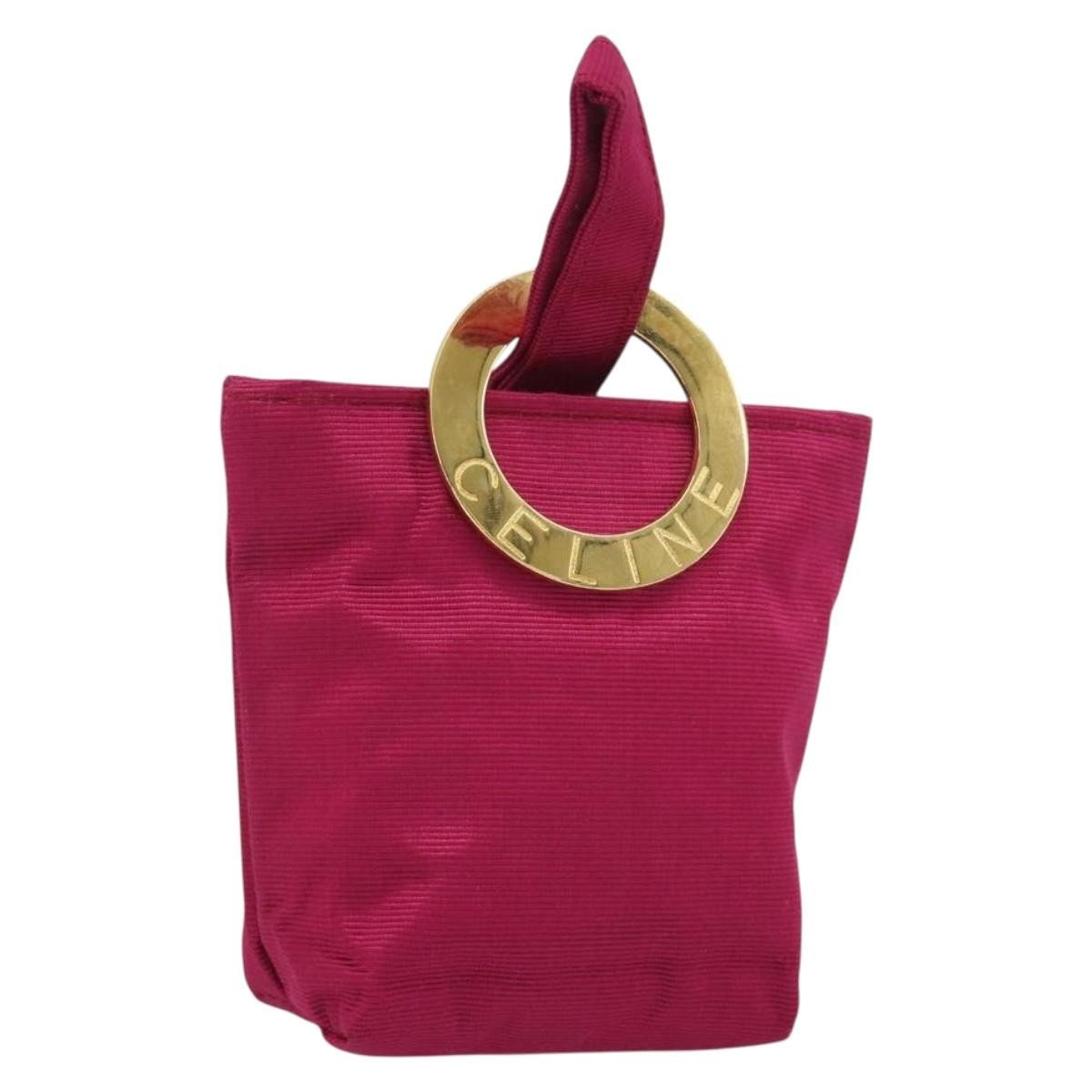 Celine Circle Logo Pouch Nylon, Pink, Nylon, Clutch