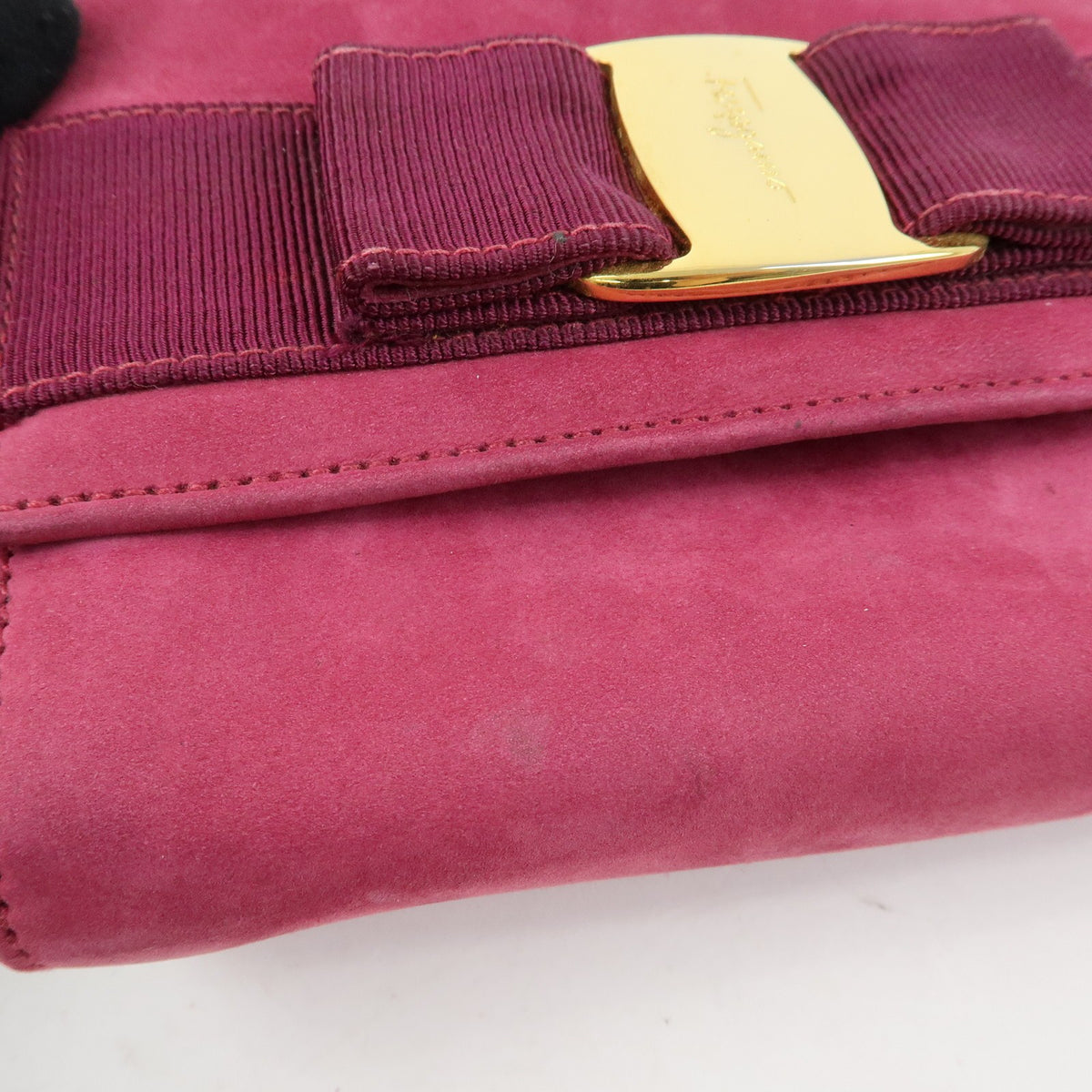Salvatore Ferragamo Ginny Chain Waist Suede, Purple, Suede, Handbag