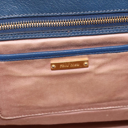 Miu Miu Madras Bowler Leather, Blue, Leather, Handbag