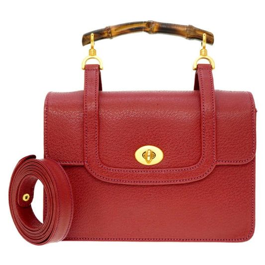 Gucci Bamboo, Red, Leather, handbag