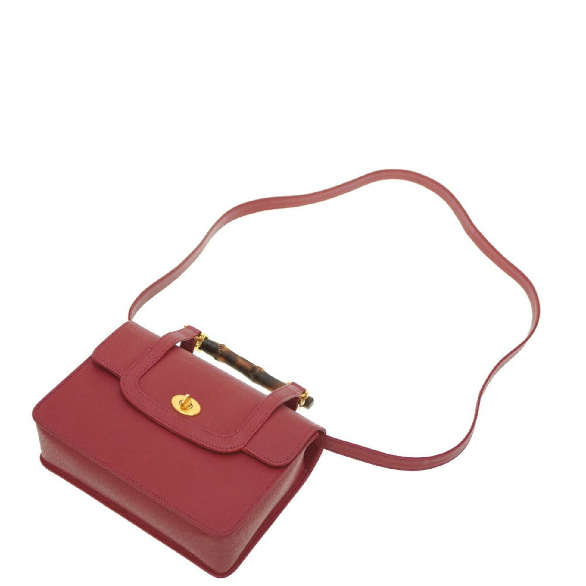 Gucci Bamboo, Red, Leather, handbag