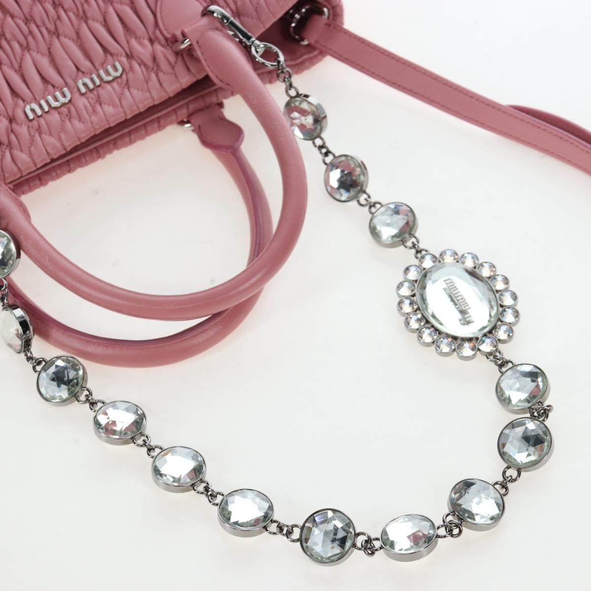 Miu Miu Crystal Turnlock Convertible Satchel Leather, Pink, Leather, Shoulder Bag