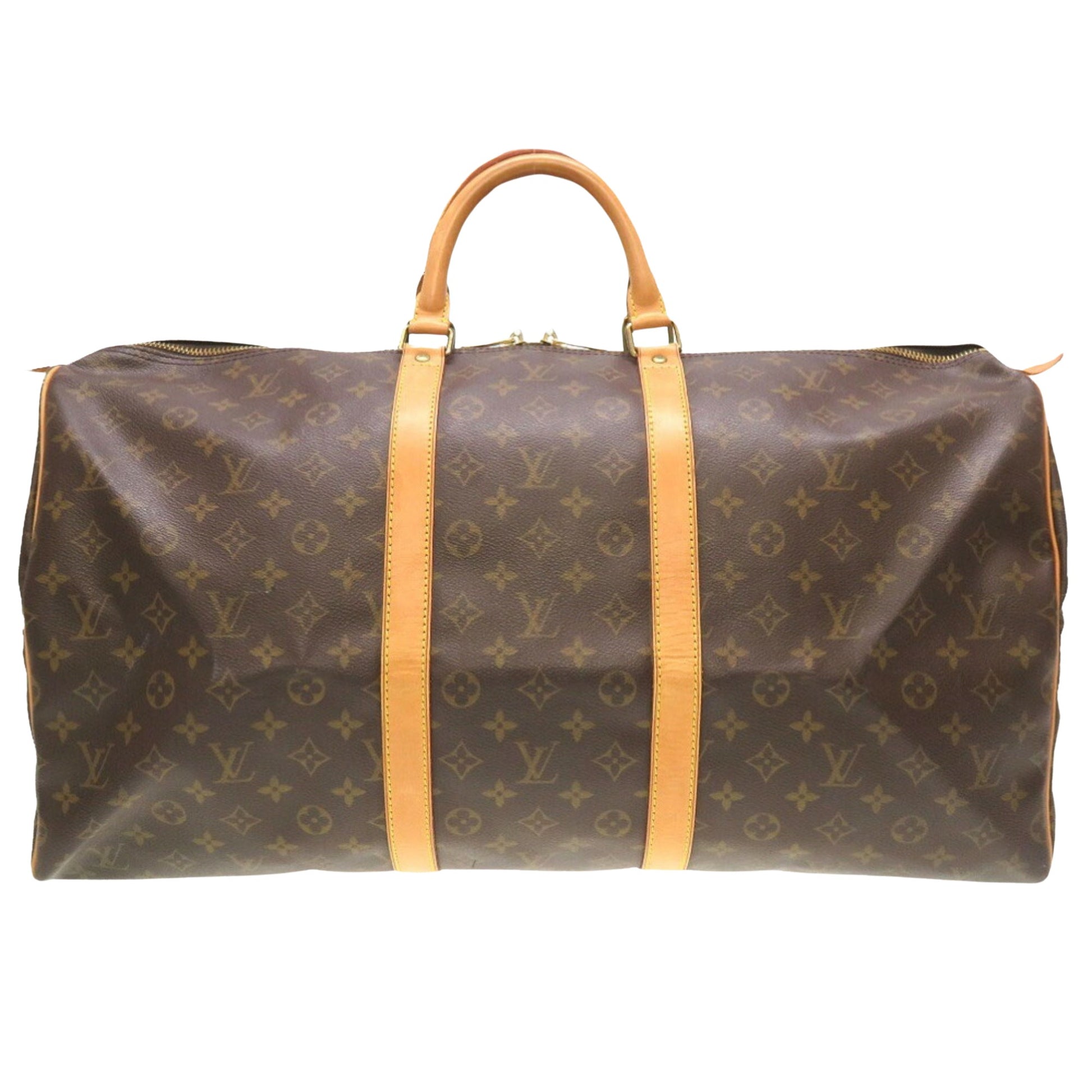 Louis Vuitton Keepall 55, Brown, Canvas, travel