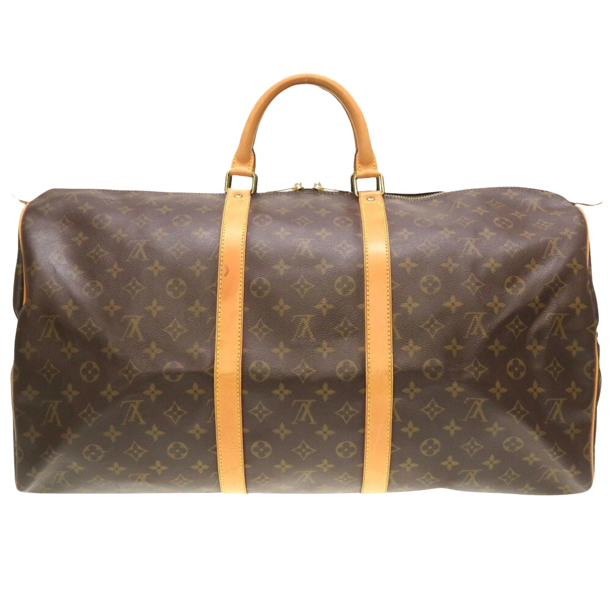 Louis Vuitton Keepall 55, Brown, Canvas, travel