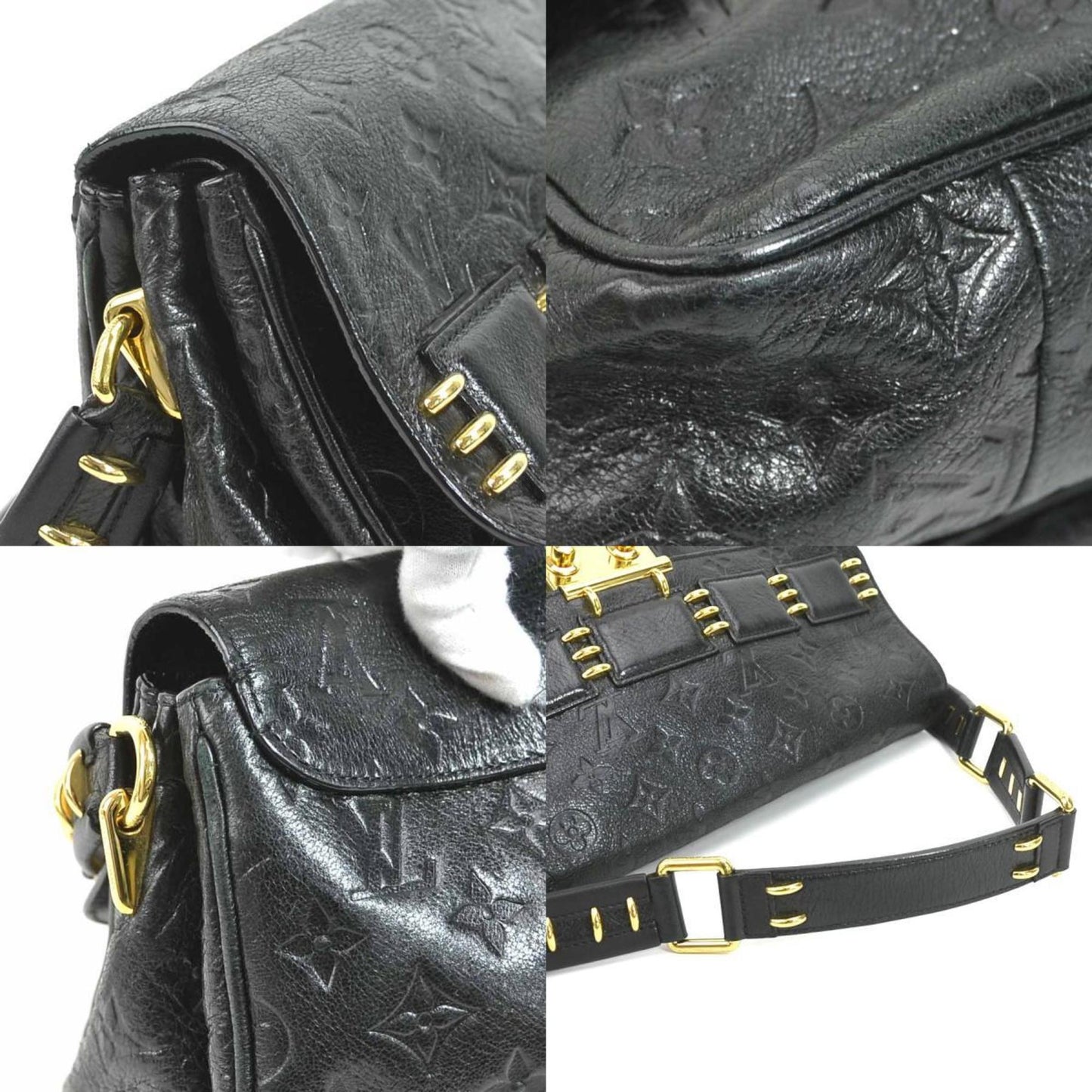 Louis Vuitton Rubel, Black, Leather, shopper