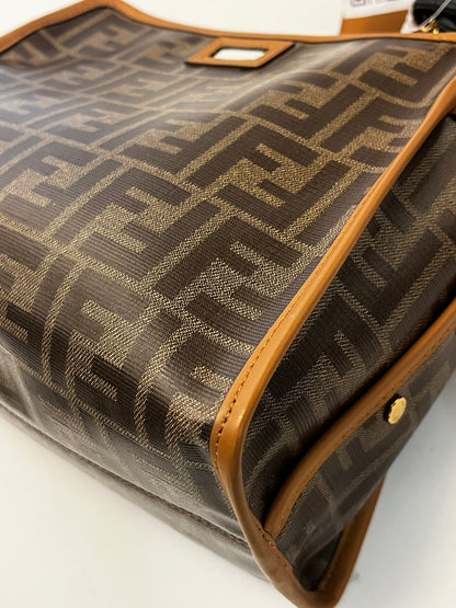 Fendi Peekaboo Defender Zucca Coated Canvas, Brown, Canvas, Handbag