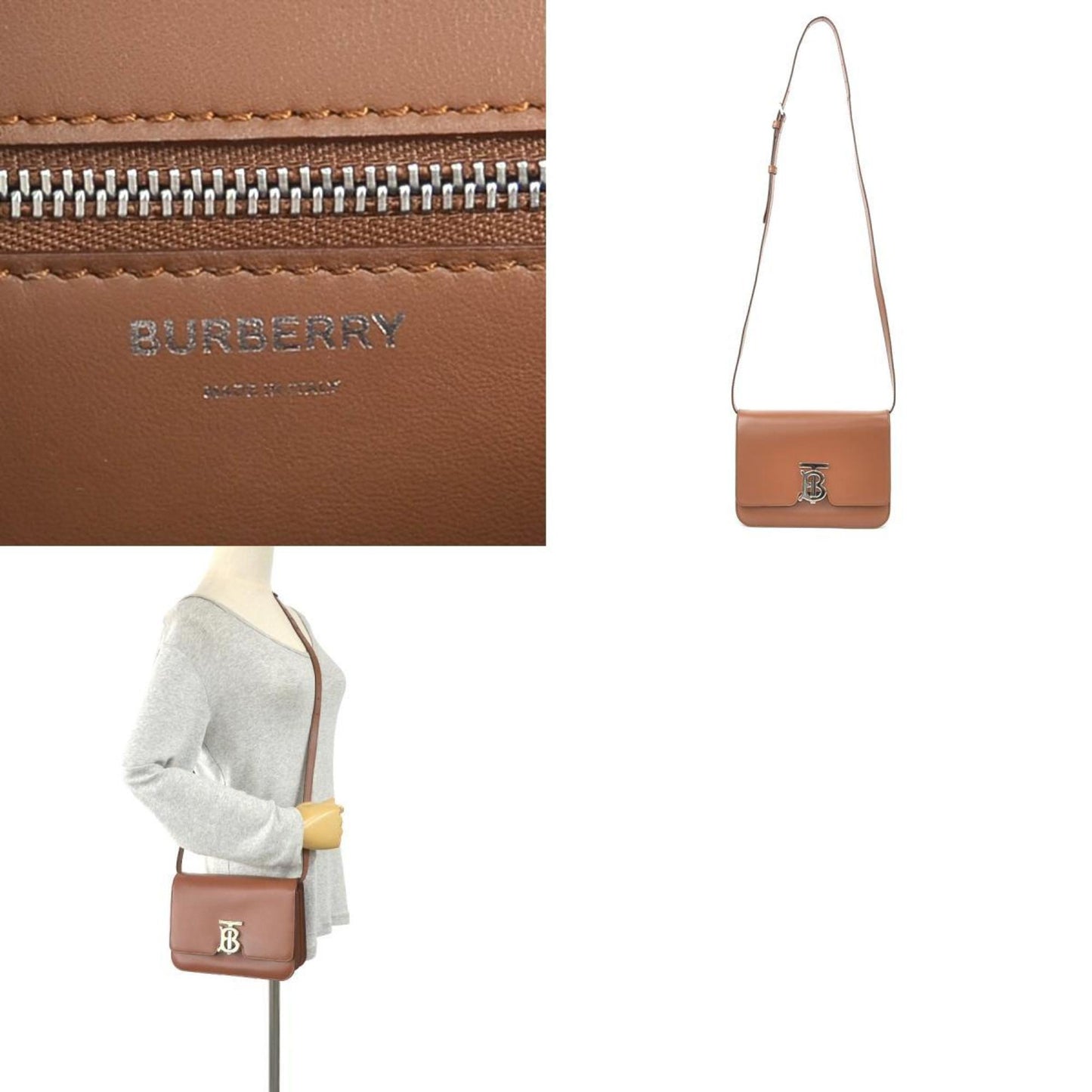 Burberry TB, Brown, Leather, shoulder