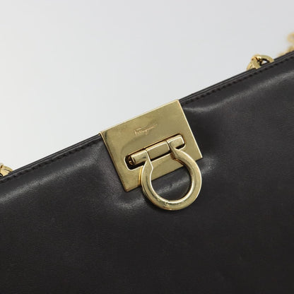 Salvatore Ferragamo Vintage Gancini Chain Leather, Brown, Leather, Shoulder Bag
