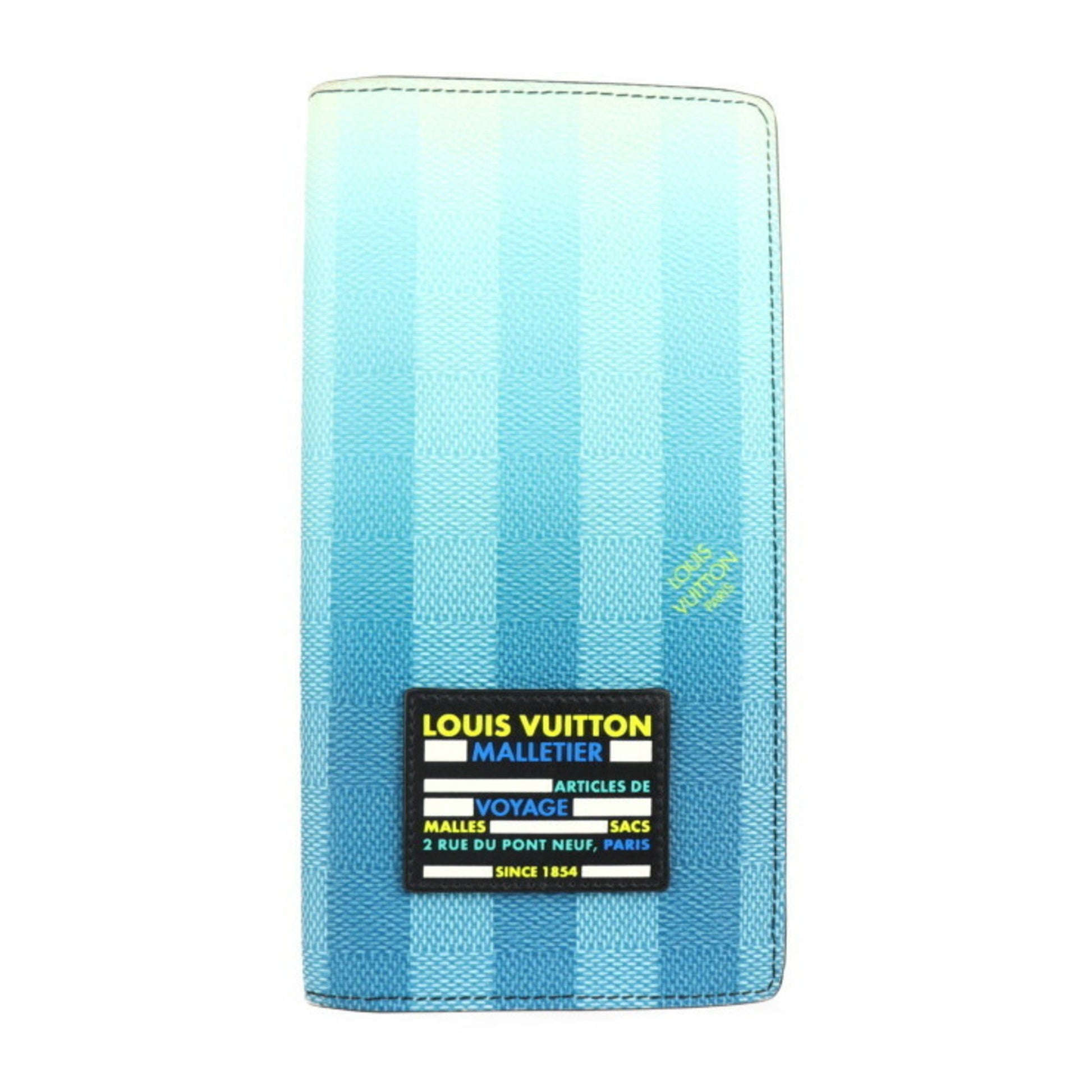 Louis Vuitton Portefeuille Brazza, Blue, Canvas, wallet