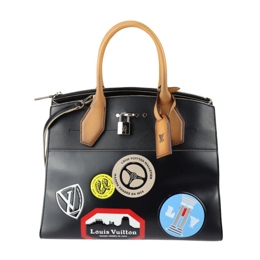 Louis Vuitton Steamer, Black, Leather, handbag