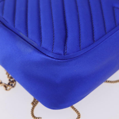 Stella McCartney Stella Star Camera Quilted Satin, Blue, Satin, Handbag
