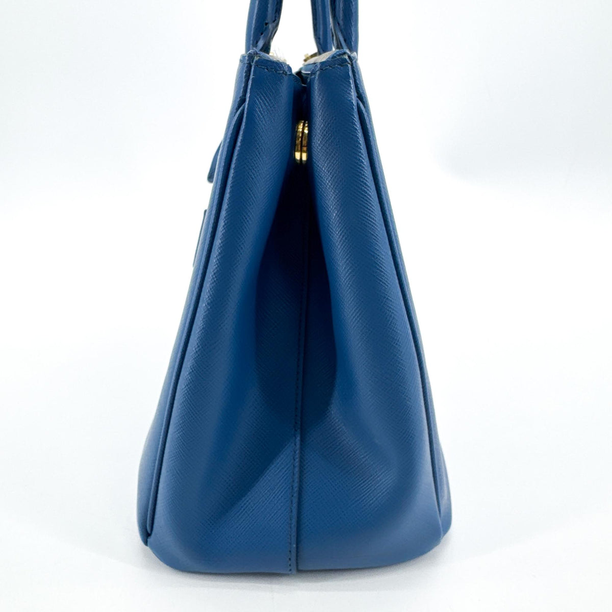 Prada Double Zip Lux Saffiano Leather, Blue, Leather, Tote Bag