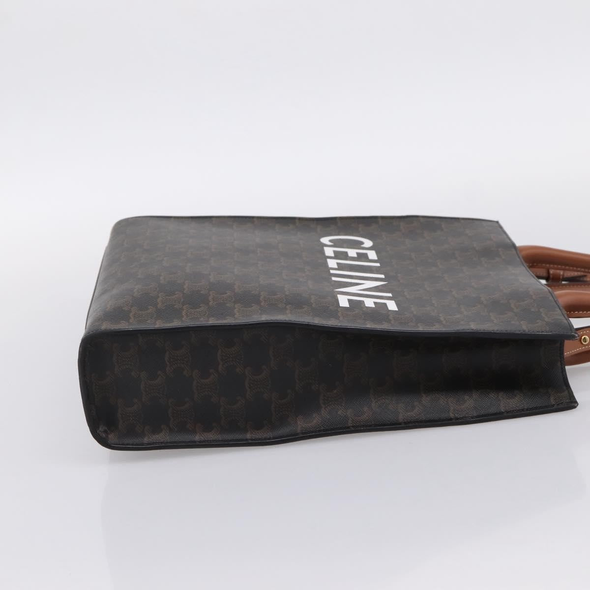 Celine Vertical Cabas Triomphe Coated Canvas, Brown, Canvas, Tote Bag