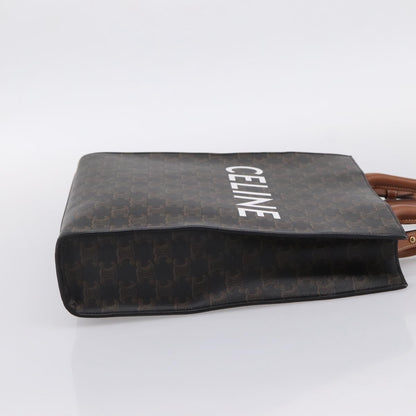Celine Vertical Cabas Triomphe Coated Canvas, Brown, Canvas, Tote Bag
