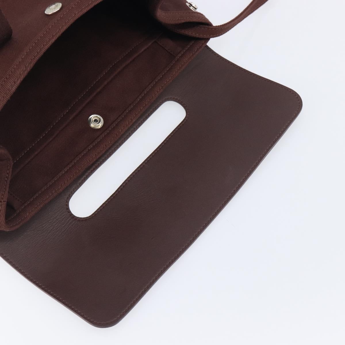Hermes Valparaiso Toile and Leather, Brown, Canvas, Handbag