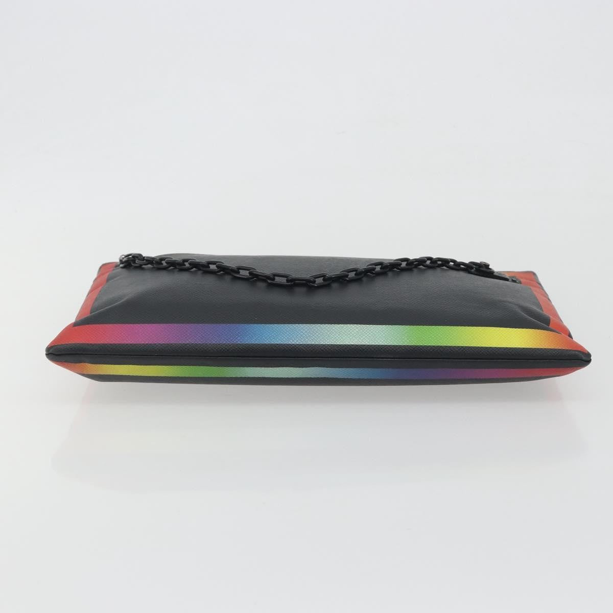 Louis Vuitton Pochette A4 Rainbow Taiga Leather, Black, Leather, Clutch