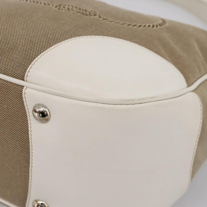 Prada Canapa Hobo Canvas with Leather, Beige, Canvas, Shoulder Bag