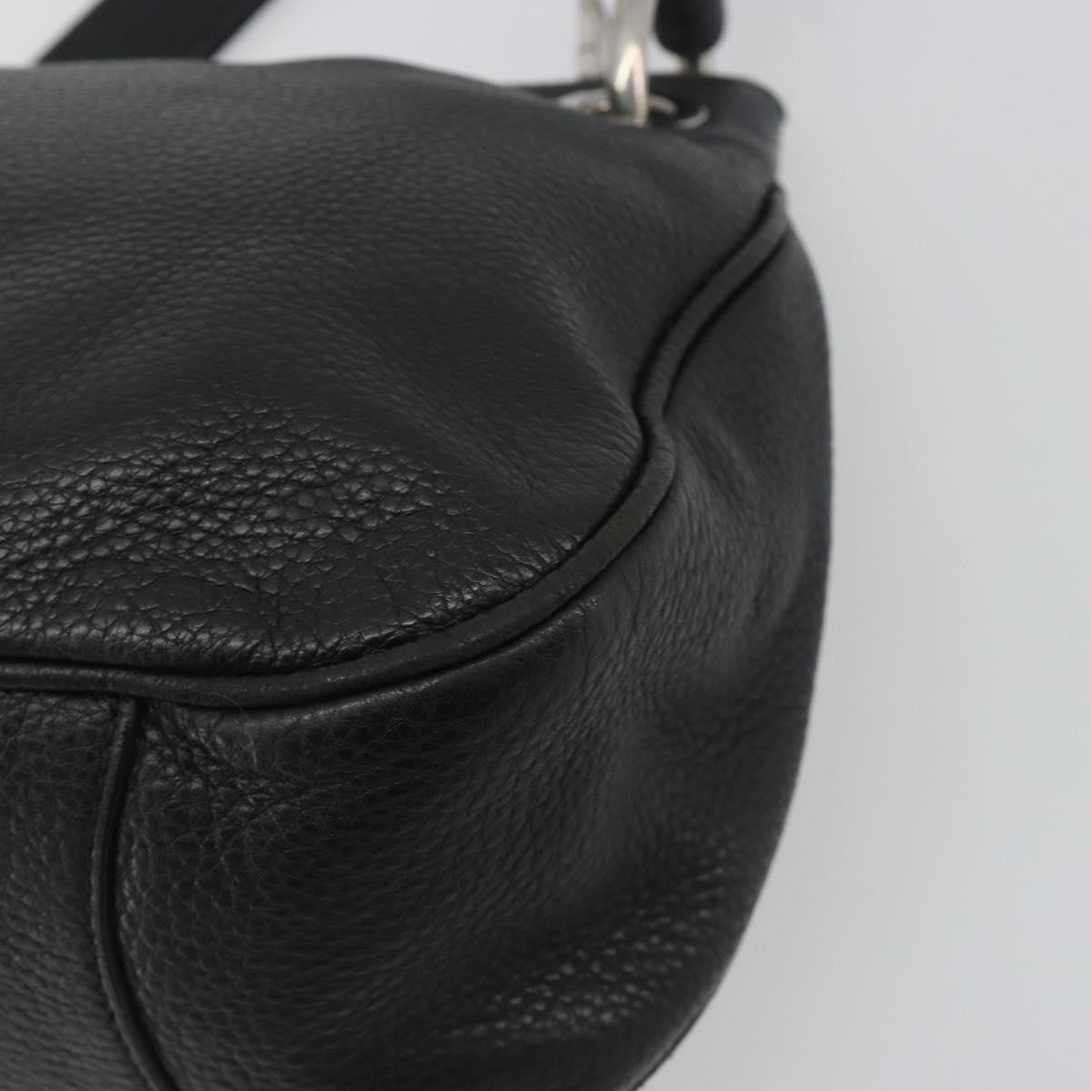 Prada Vitellino Mordo Hobo Leather, Black, Leather, Shoulder Bag