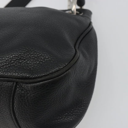 Prada Vitellino Mordo Hobo Leather, Black, Leather, Shoulder Bag
