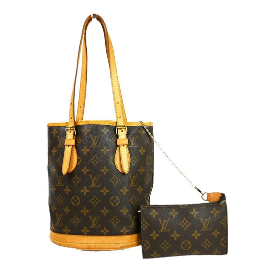 Louis Vuitton Bucket PM, Brown, Canvas, handbag