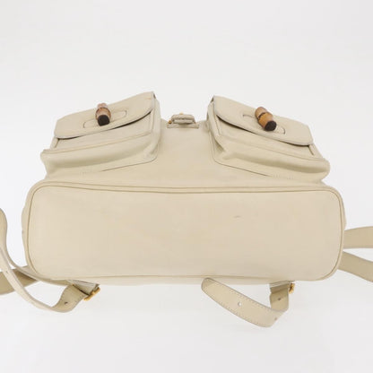 Gucci Vintage Bamboo Leather, Gold, Leather, Backpack