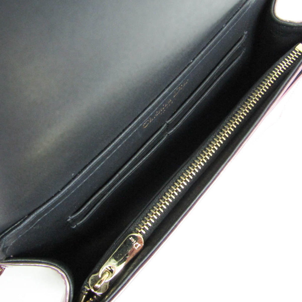 Christian Dior Diorama Wallet on Chain Metallic Distressed Calfskin, Pink, Patent Leather, Crossbody Bag