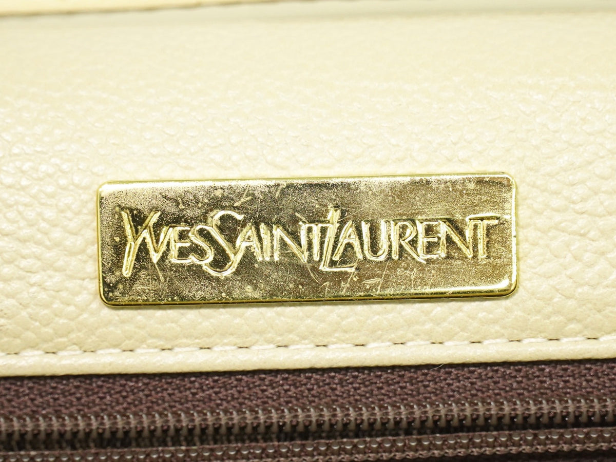 Saint Laurent Uptown Leather, Beige, Leather, Crossbody Bag