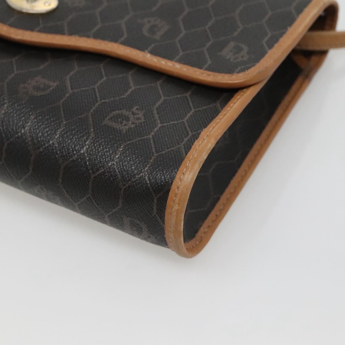 Christian Dior Vintage Honeycomb Flap Coated Canvas, Black, Canvas, Shoulder Bag