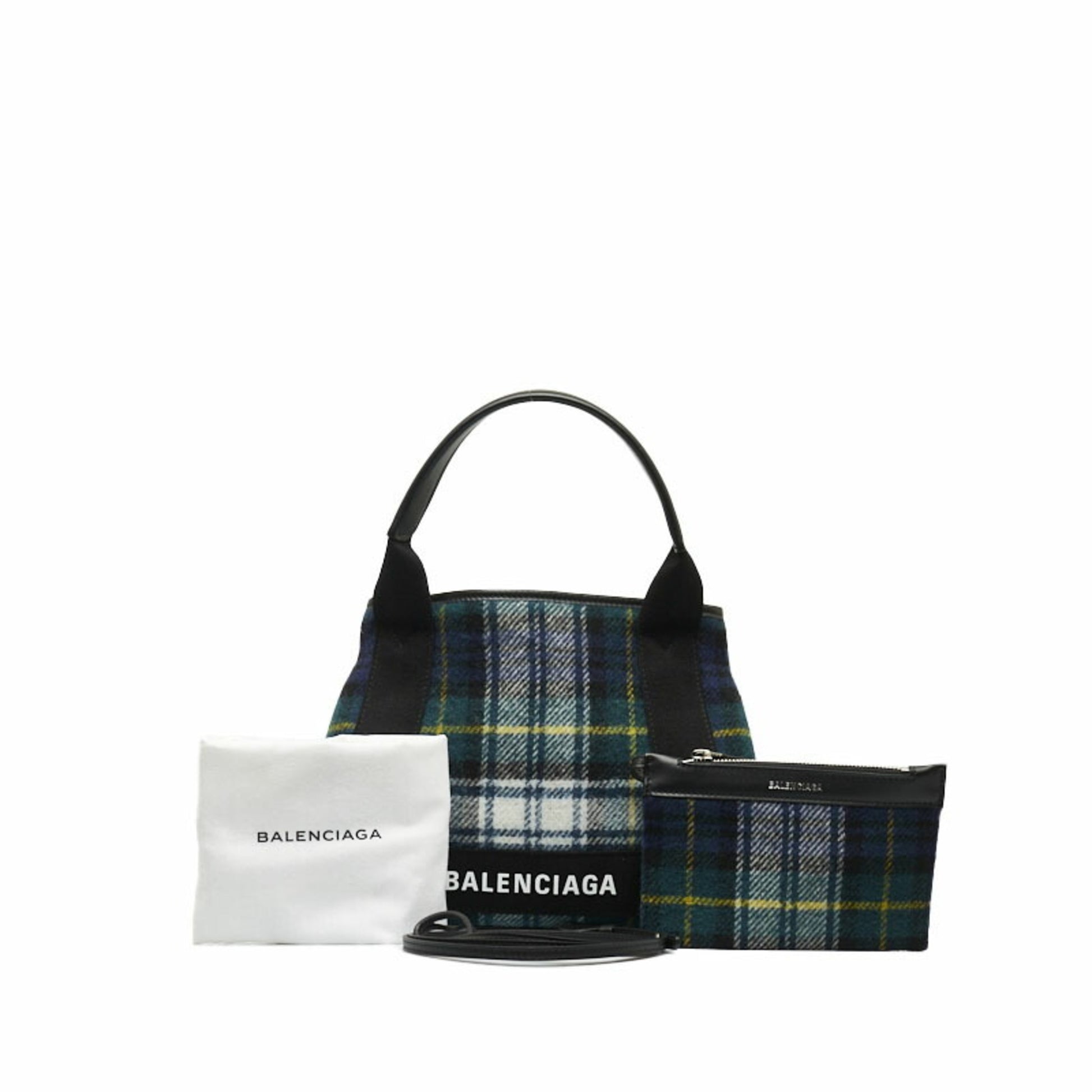 Balenciaga Navy Cabas, Green, Wool, tote