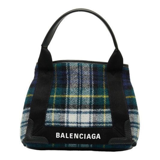 Balenciaga Navy Cabas, Green, Wool, tote