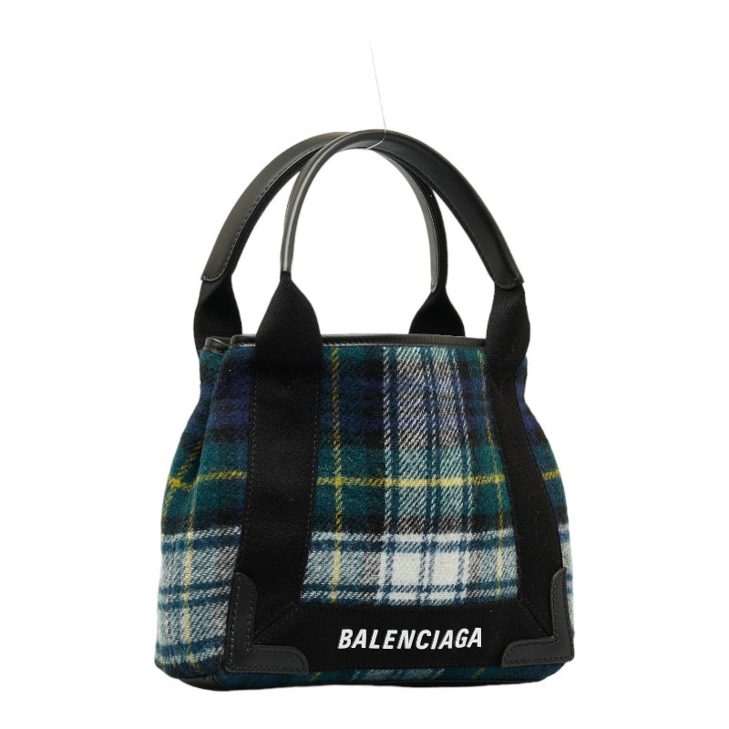 Balenciaga Navy Cabas, Green, Wool, tote