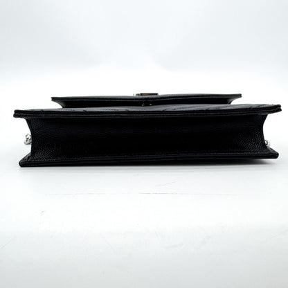 Saint Laurent Classic Monogram Wallet on Chain Matelasse Chevron Leather, Black, Leather, Crossbody Bag