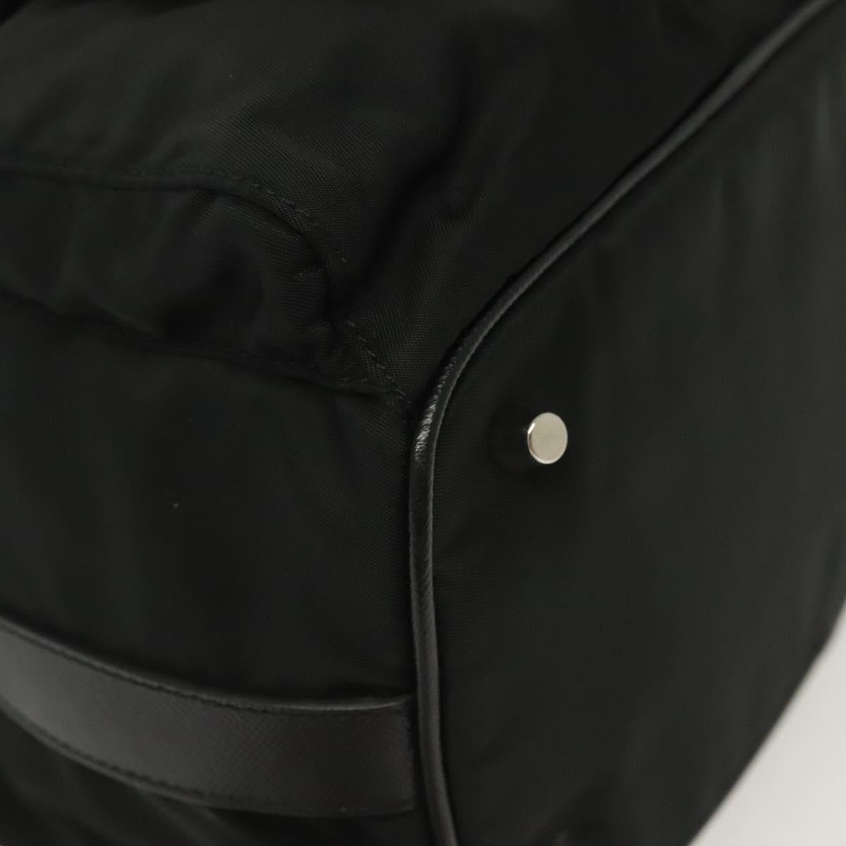 Prada Double Pocket Drawstring Tessuto, Black, Nylon, Shoulder Bag
