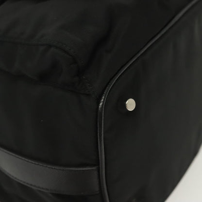 Prada Double Pocket Drawstring Tessuto, Black, Nylon, Shoulder Bag