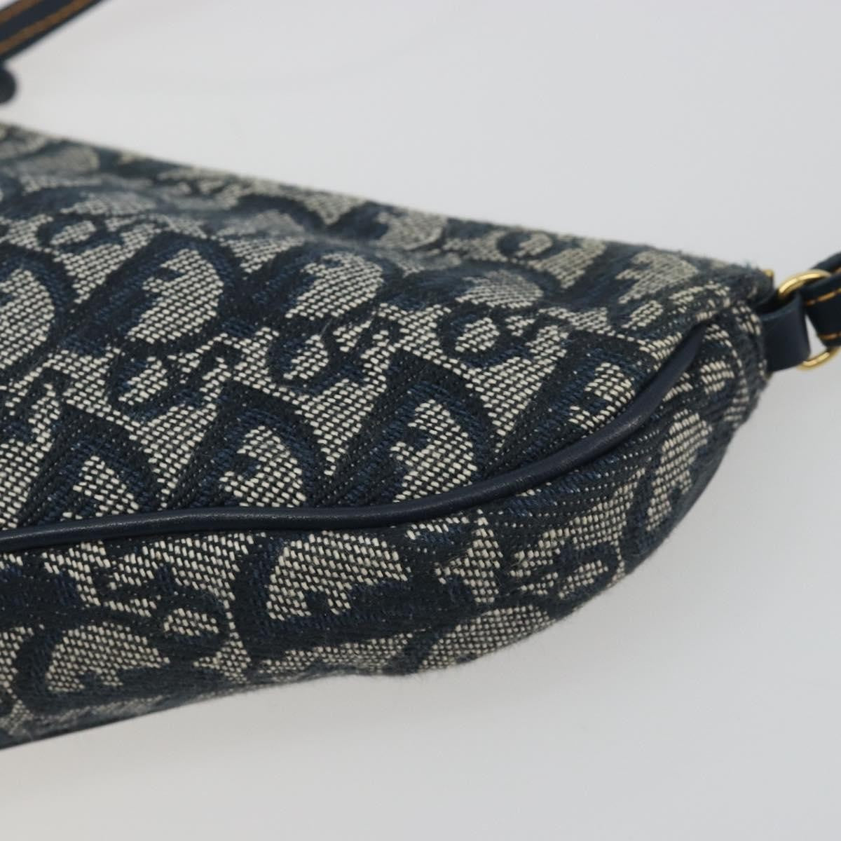Christian Dior Vintage Saddle Diorissimo Canvas, Navy, Canvas, Shoulder Bag