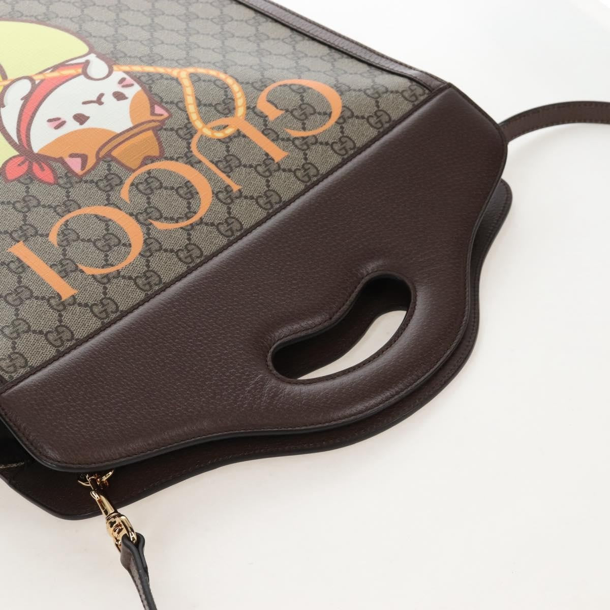 Gucci Cut Out Handle Printed GG Coated Canvas, Brown, Canvas, Tote Bag