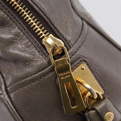 Prada Convertible Bauletto Vitello Shine, Gray, Leather, Handbag