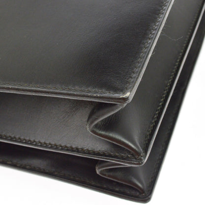 Hermes Sac a Depeches Box Calf, Black, Leather, Handbag