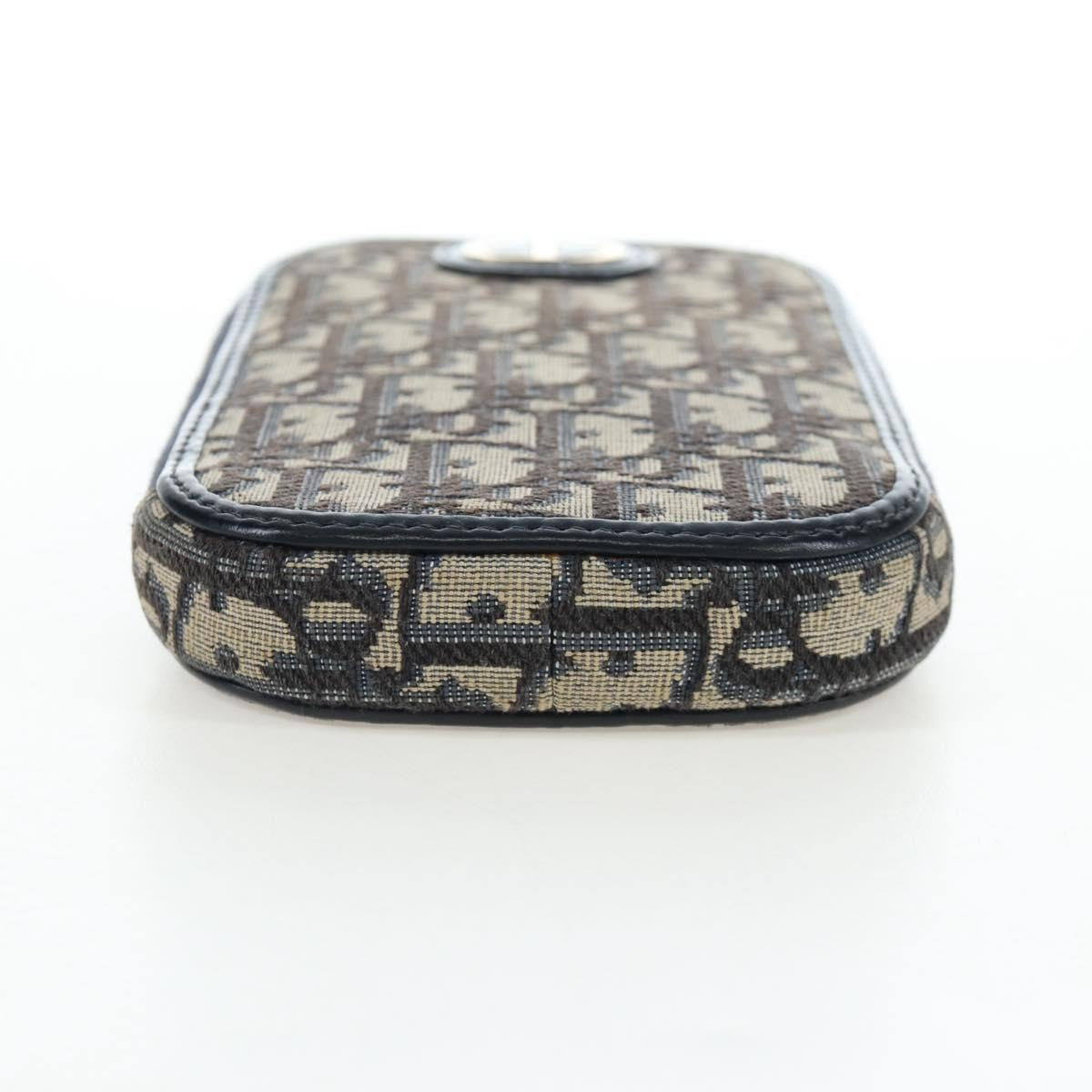 Christian Dior 30 Montaigne Phone Holder on Chain Oblique Canvas, Navy, Canvas, Crossbody Bag