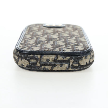 Christian Dior 30 Montaigne Phone Holder on Chain Oblique Canvas, Navy, Canvas, Crossbody Bag