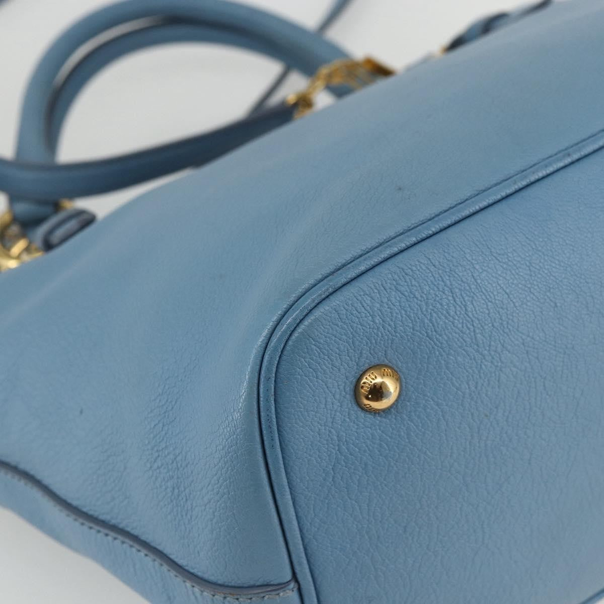 Miu Miu Madras Convertible Lock Leather, Blue, Leather, Tote Bag